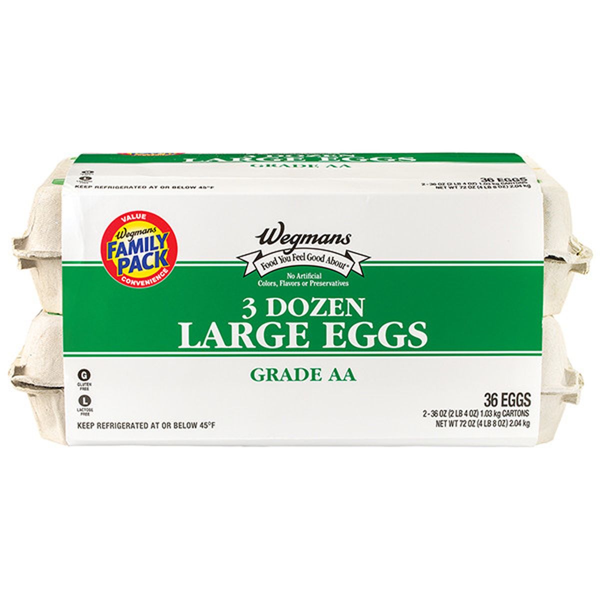 Calories in Wegmans Large Eggs, 36 Count, FAMILY PACK