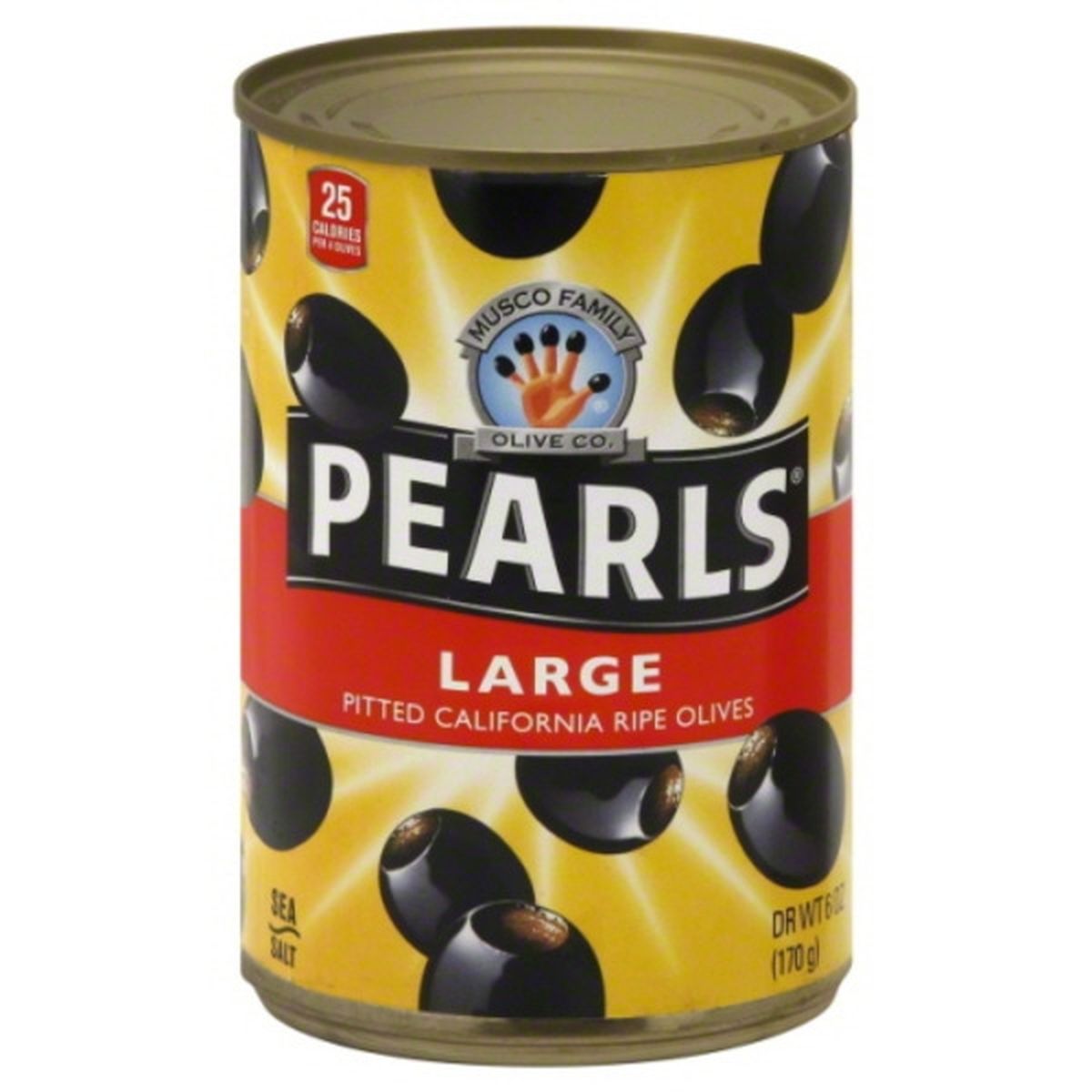 Calories in Pearls Pearls Olives, Pitted California Ripe, Large