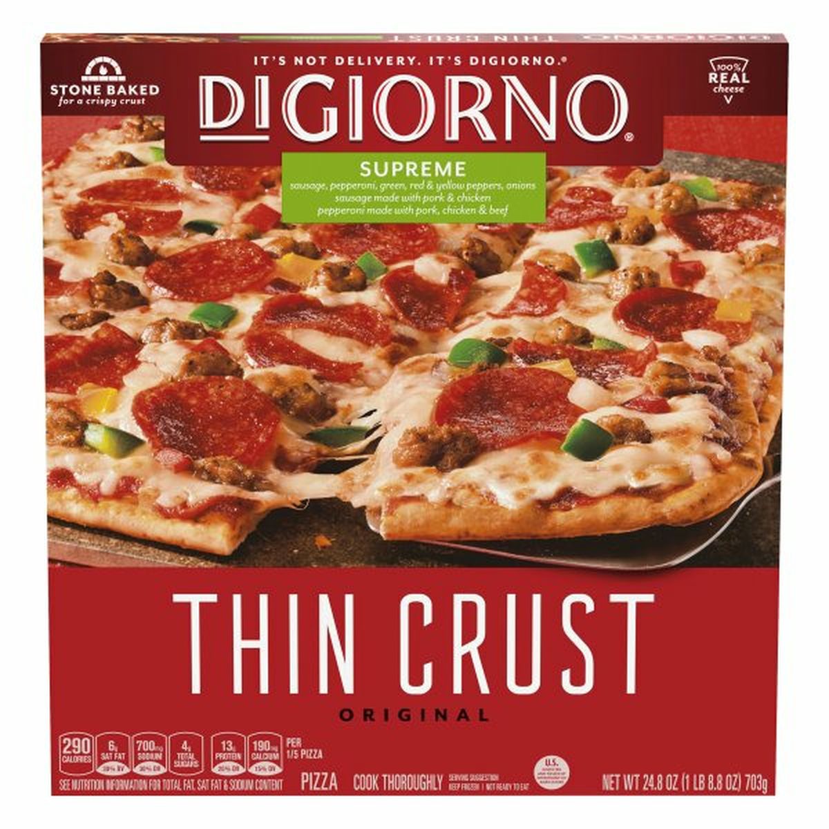 Calories in DiGiorno Pizza, Thin Crust, Original, Supreme