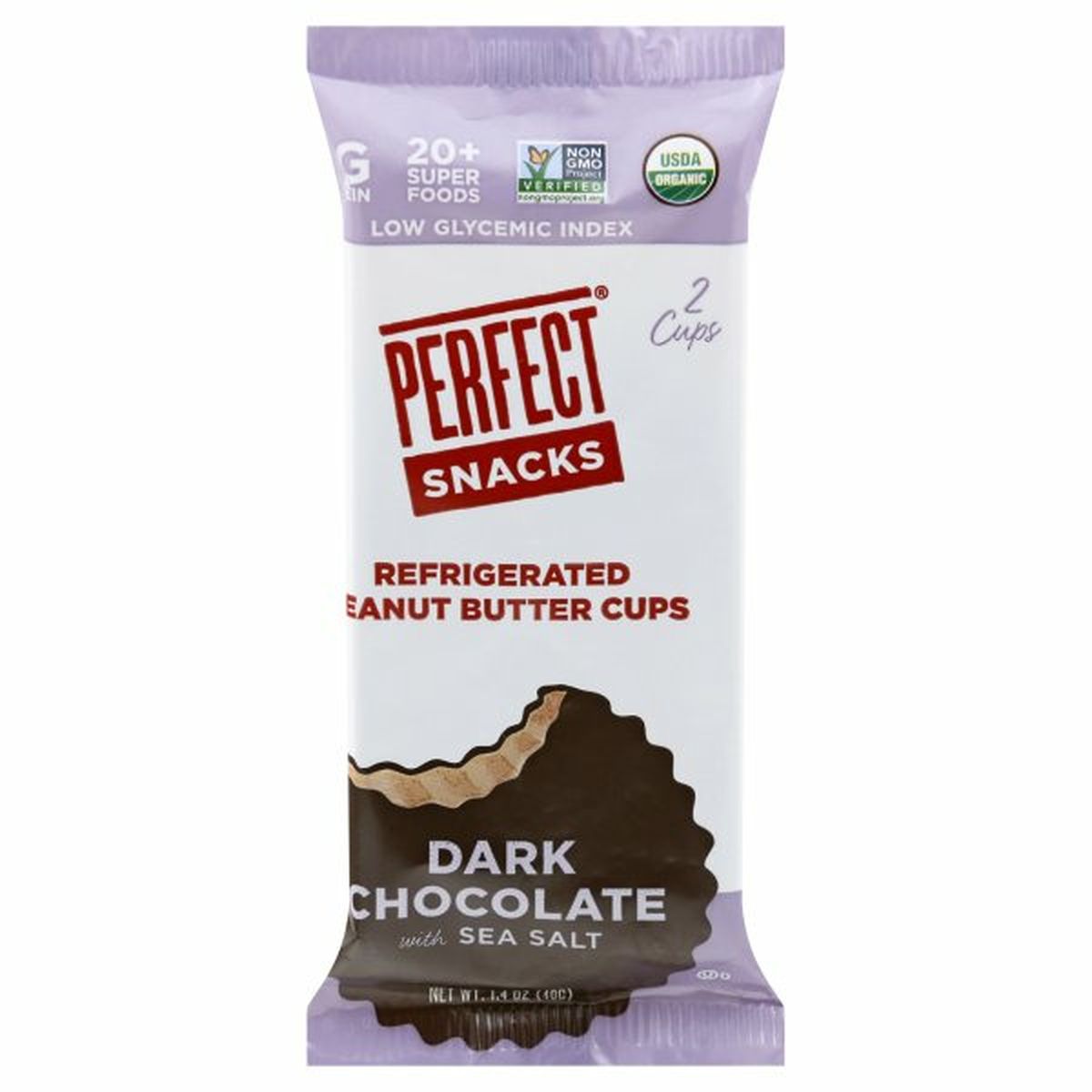 Calories in Perfect Snacks Peanut Butter Cups, Refrigerated, Dark Chocolate with Sea Salt