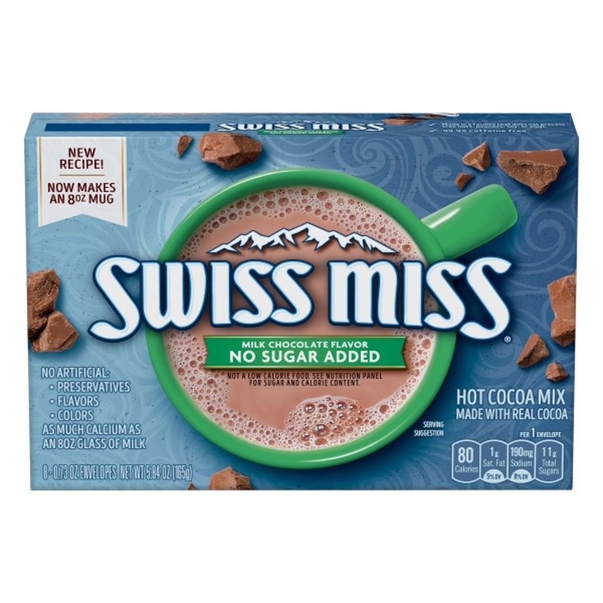 Calories in Swiss Miss Hot Cocoa Mix, No Sugar Added, Milk Chocolate Flavor