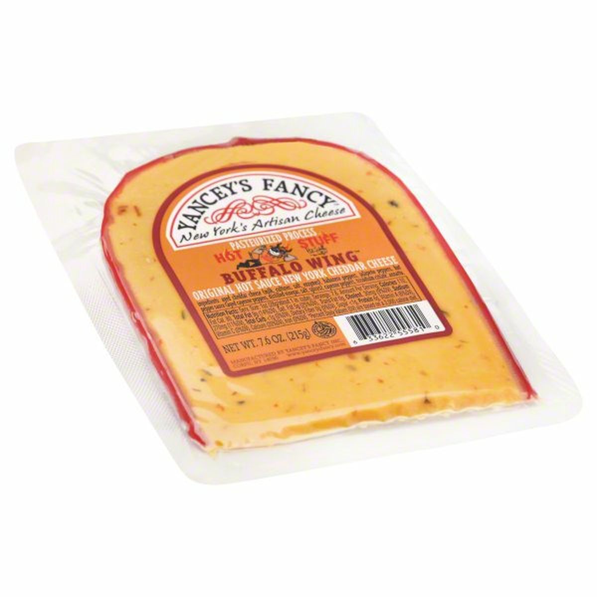 Calories in Yancey's Fancy Cheese, Pasteurized Process, Cheddar, Hot Stuff Buffalo Wing