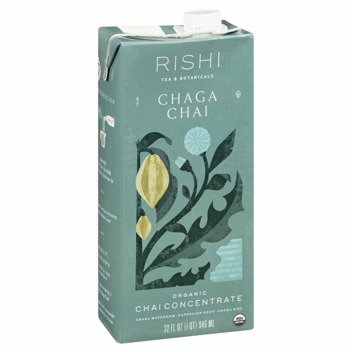 Calories in Rishi Tea Chai Concentrate, Organic, Chaga