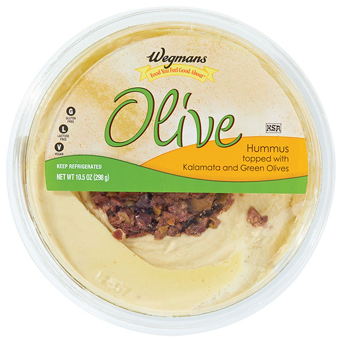 Calories in Wegmans Original Hummus Topped with Kalamata & Green Olives