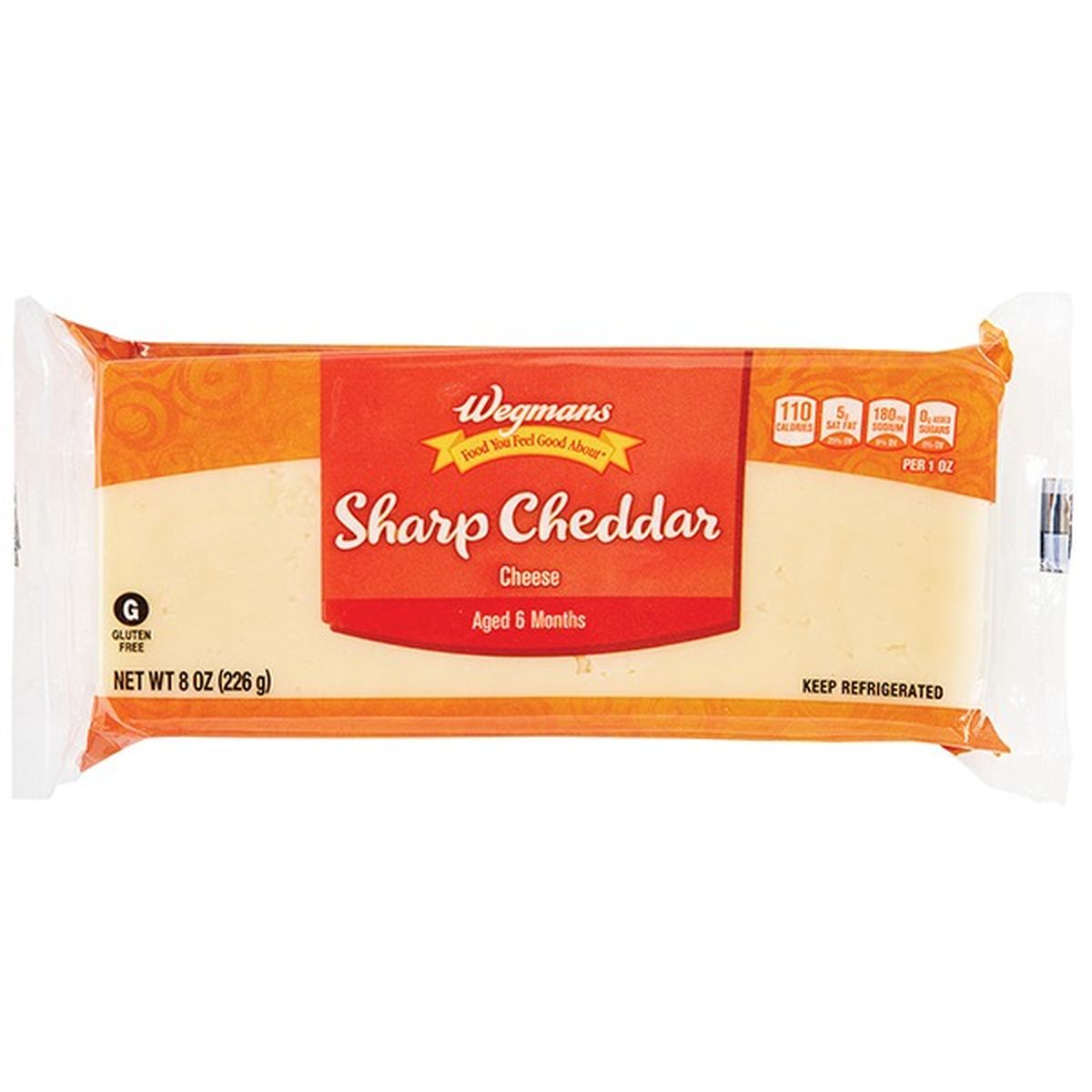 Calories in Wegmans Cheese, Cheddar, Sharp, White