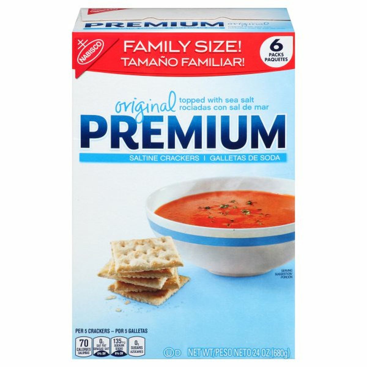Calories in Premium Premium Saltine Crackers, Original, Family Size, 6 Pack