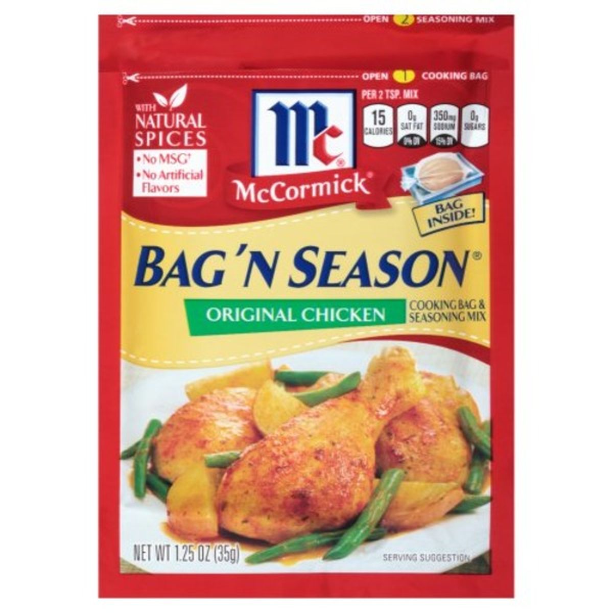 Calories in McCormicks Bag 'n Seasons Bag 'N Season Cooking Bag & Seasoning Mix, Original Chicken