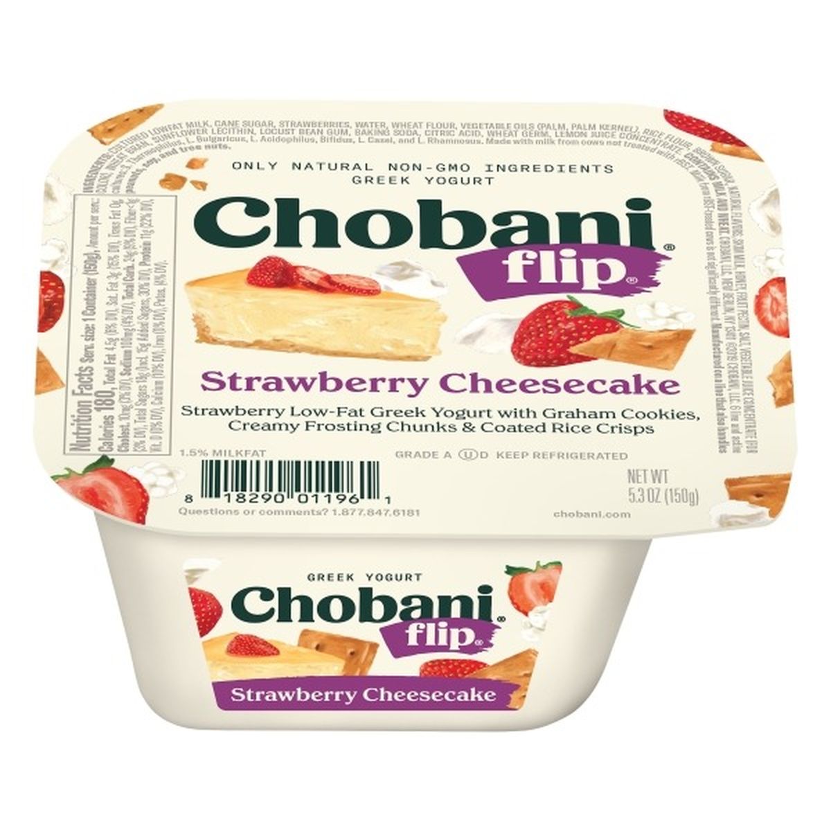 Calories in Chobani Flip Yogurt, Greek, Strawberry Cheesecake