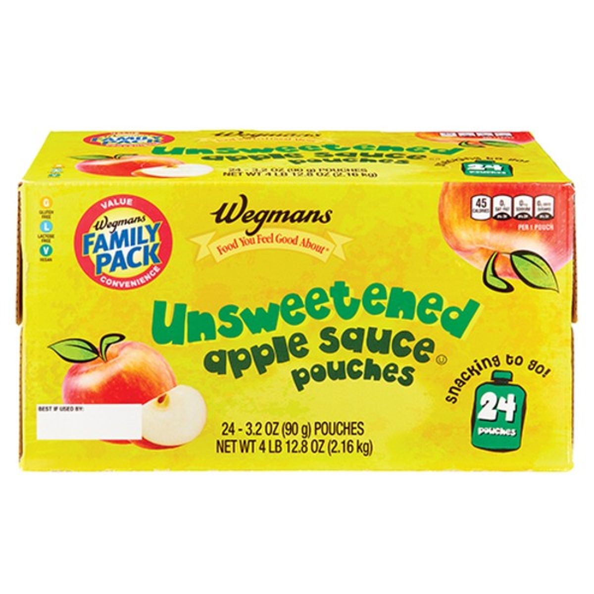 Calories in Wegmans Unsweetened Apple Sauce Pouches, FAMILY PACK