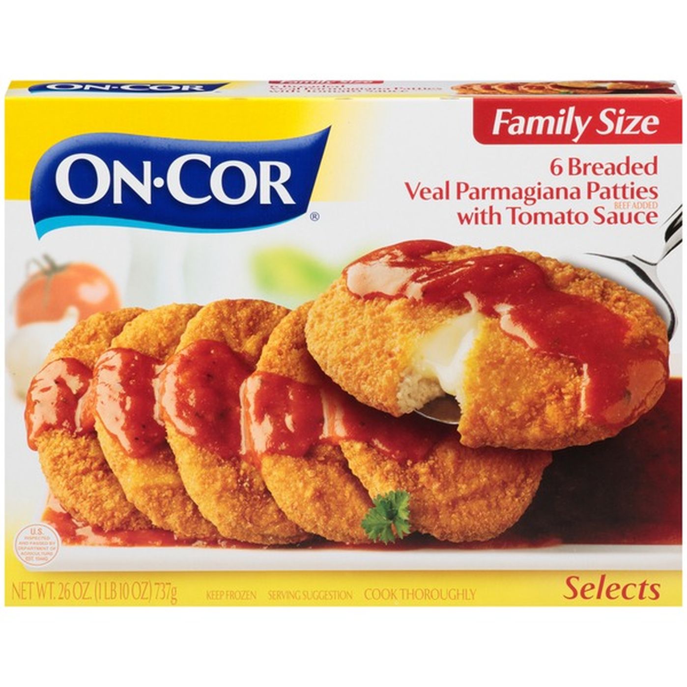OnCor Veal Parmigiana with Tomato Sauce, Breaded, Family Size