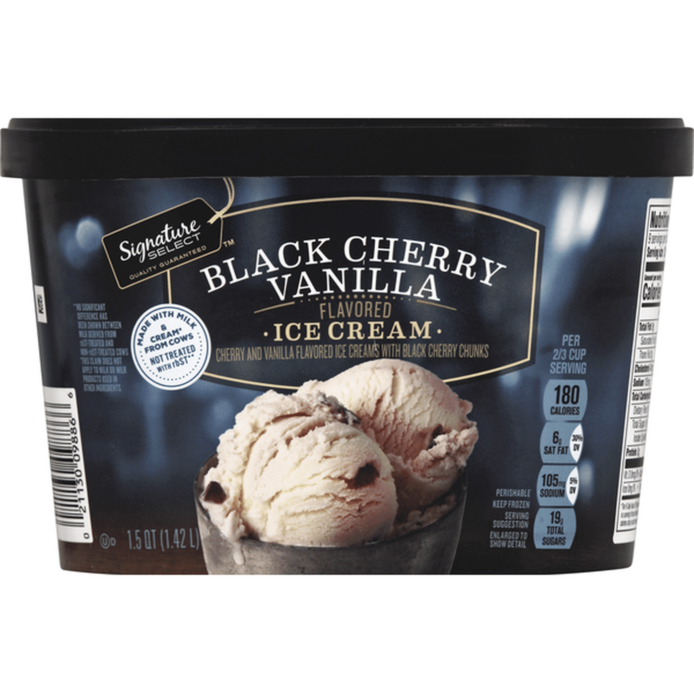 Signature Select Ice Cream, Black Cherry Vanilla Flavored (1.5 Qt 