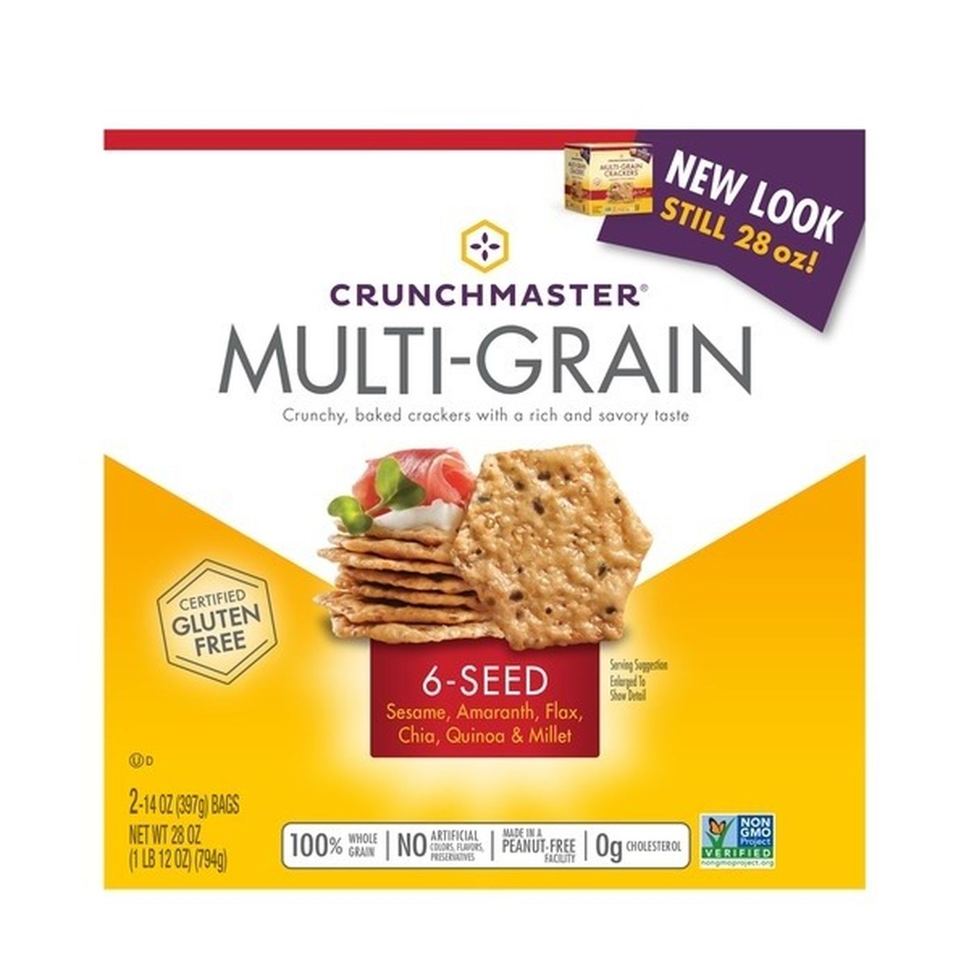 Crunchmaster MultiGrain with 6Seed Crackers, 2 x 14 oz