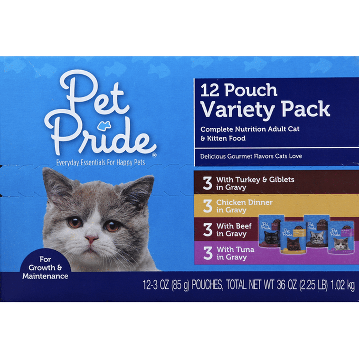 Pet Pride Cat & Kitten Food, Variety Pack, 12 Pouch (12 each) Delivery