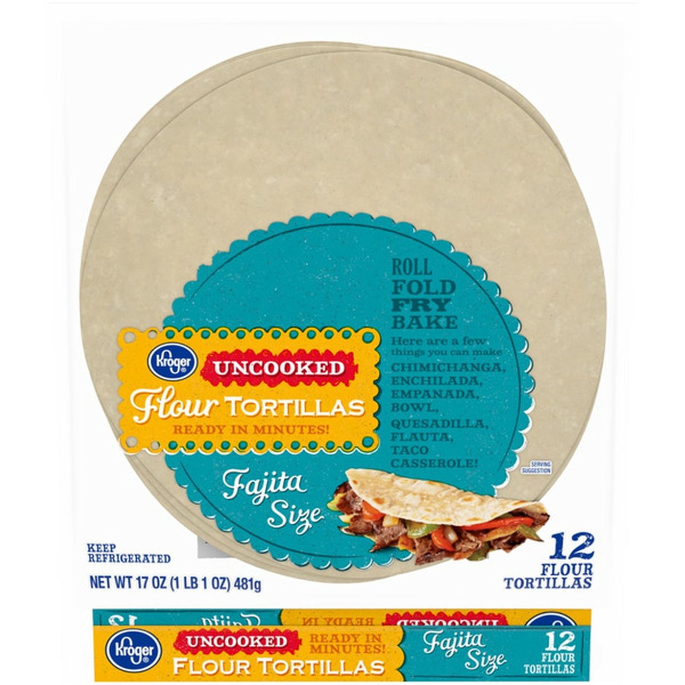 Kroger Uncooked Fajita Size Flour Tortillas