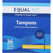 Equaline Tampons, Premium Plastic Applicator, Regular Absorbency, Unscented