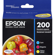 Epson Ink Cartridge, Standard-Capacity, Cyan/Magenta/Yellow, T200520