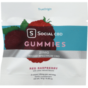 Social CBD CBD Gummies, 25 mg, Red Raspberry