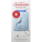 Sunbeam Heating Pad with Cover, Vinyl, Light Blue, Standard Size