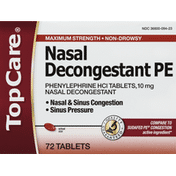 TopCare Nasal Decongestant, Maximum Strength, 10 mg, Tablets