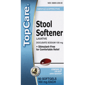 TopCare Stool Softener, Softgels, Laxative, 100 mg