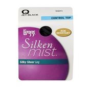 L'eggs Silken Mist Silky Sheer Leg Control Top Run Resistant Jet Black Q