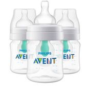 Philips Avent Avent Anti-colic Bottle With AirFree Vent, 4oz, 3pk, Clear, SCF400/35