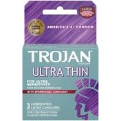 Trojan Condom Sensitivity Ultra Thin Spermicidal,  Count