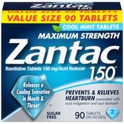 Zantac Maximum Strength Cool Mint 150mg Tablets Acid Reducer