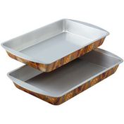 Wilton Bake and Bring Autumn Print Non-Stick 11 x 7-Inch Oblong Pans, 2-Count