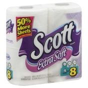 Scott Bathroom Tissue, Unscented, Double Rolls, One Ply