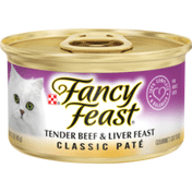Purely Fancy Feast Grain Free Pate Wet Cat Food, Classic Pate Tender Beef & Liver Feast