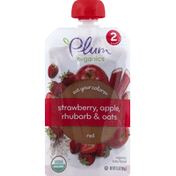 Plum Organics Baby Food, Organic, Red, Strawberry, Apple, Rhubarb & Oats, 2 (6 Months & Up)