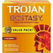 Trojan Ultra Ribbed Ecstasy Lubricated Condoms -  Count