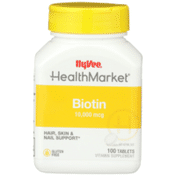 Hy-Vee Healthmarket, Biotin 10,000 Mcg Hair, Skin & Nail Support Vitamin Supplement Tablets