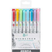 Zebra Creative Marker, Double Ended, Soft Mild Color, 8 Pack