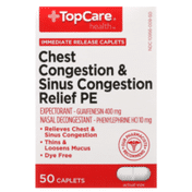 TopCare Chest & Sinus Congestion Relief Pe Expectorant - Guaifenesin 400 Mg, Nasal Decongestant - Phenylephrine Hcl 10 Mg Immediate Release Caplets