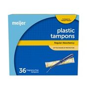 Meijer Plastic Applicator Tampons, Regular,  Unscented, 36 Count