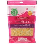 Food Club Finely Shredded Cheese, Four Cheese Blend, Mexican Style