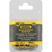 General Grommet Refill Set, Brass, 1/4 Inches