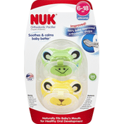 NUK Pacifiers, Orthodontic, Silicone, 6-18 M