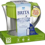 Brita Large Cup Water Filter Pitcher with Standard Filter, Made Without BPA, Grand, Green