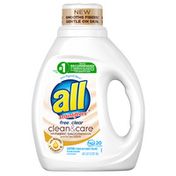 all Liquid Laundry Detergent Free Clear, Clean & Care with Vitamin E, 20 Total Loads