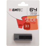 Emtec USB Flash Drive, 3.1, Slide, 64 GB