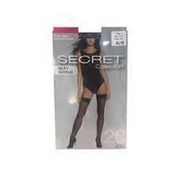 Secret Collection Size A & B Silky Black Nude Thigh Highs Pantythose