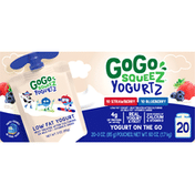 GoGo Squeez Yogurt, Low Fat, On The Go, Strawberry/Blueberry