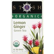 Stash Tea Green Tea, Organic, Lemon Ginger, Bags