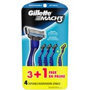 Gillette Mach3 Men's Disposable Razors Gillette Mach3 Men's Disposable Razors, Pack of 3 + 1  Free Bonus Razor