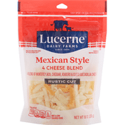 Lucerne Shredded Cheese, 4 Cheese Blend, Mexican Style, Rustic Cut