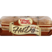 Village Hearth Hot Dog Buns, Wheat, Sliced