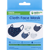 Earthwise Safety Face Mask, Cloth, Assorted Designs, Youth